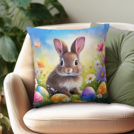 Cojín Decorativo Conejo de Bebé Cute Brown Easter