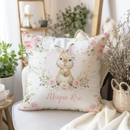 Cojín Decorativo Conejo de conejo de flores rosadas lindo Niña Nurs