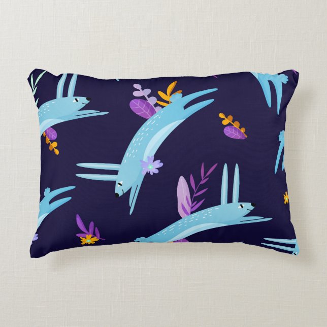 Cojín Decorativo Conejo de conejo personalizado, patrón sin costura (Anverso)