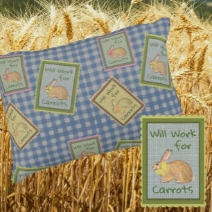 Cojín Decorativo Conejo de cuadros azules vintage retro country zan