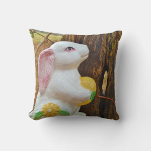 Cojín Decorativo Conejo de flor de Pascua de primavera