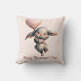Cojín Decorativo Conejo de globo con corazón para San Valentín