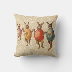 Cojín Decorativo Conejo de Pascua bailando huevos