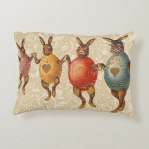 Cojín Decorativo Conejo de Pascua bailando huevos