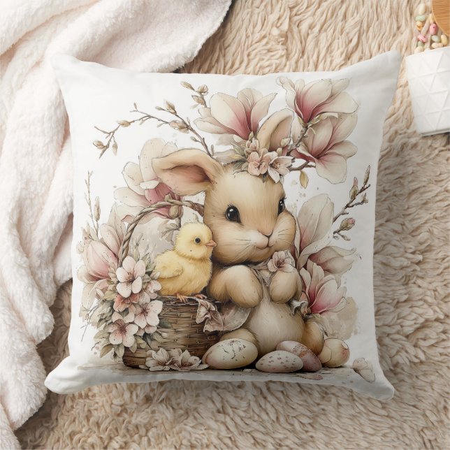 Cojín Decorativo Conejo de Pascua con pollito (Manta)