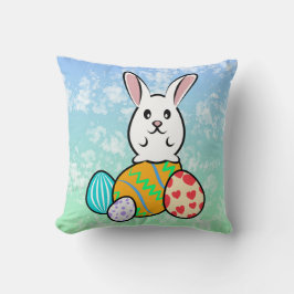 Cojín Decorativo Conejo de Pascua en huevos de Pascua