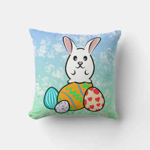 Cojín Decorativo Conejo de Pascua en huevos de Pascua