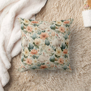 Cojín Decorativo Conejo de Pascua Floral Vintage (10)