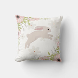Cojín Decorativo Conejo de Pascua Flores Rosadas