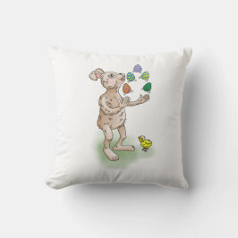 Cojín Decorativo Conejo de Pascua haciendo malabares