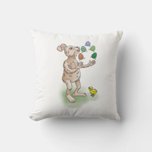Cojín Decorativo Conejo de Pascua haciendo malabares