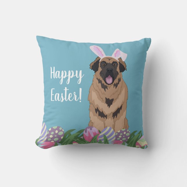 Cojín Decorativo Conejo de Pascua Leonberger  (Anverso)