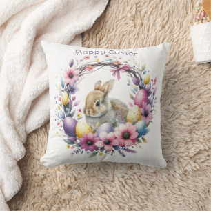 Cojín Decorativo Conejo de Pascua Personalizado Acuarela