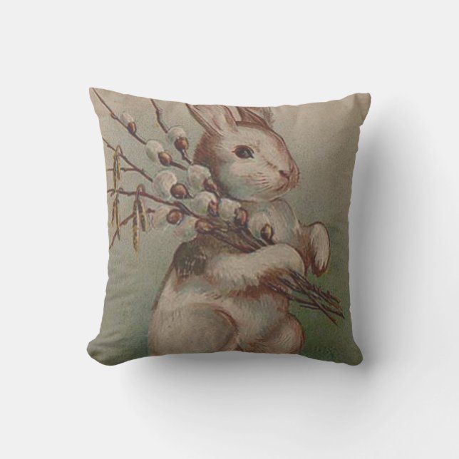 Cojín Decorativo Conejo de Pascua Pussy Willow (Anverso)