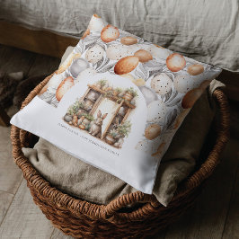 Cojín Decorativo Conejo de Pascua Rústico Personalizado
