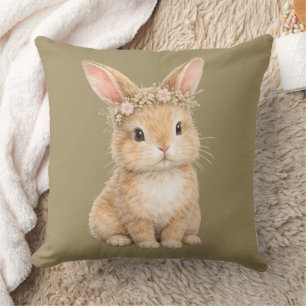 Cojín Decorativo Conejo de Pascua vintage acuarela de huevo
