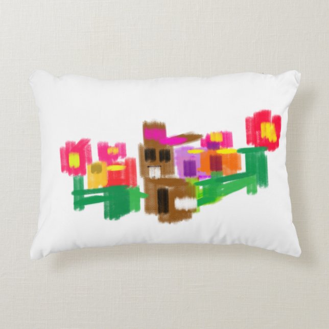 Cojín Decorativo Conejo de primavera (Anverso)