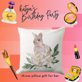 Cojín Decorativo Conejo De Vida Silvestre Y Flores