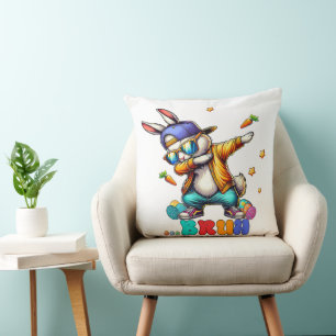 Cojín Decorativo Conejo divertido de Pascua Bruh Dab