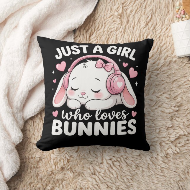 Cojín Decorativo Conejo Dormilón Rosa Kawaii (Manta)