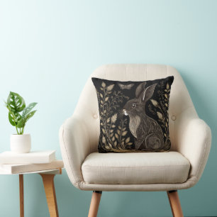 Cojín Decorativo Conejo elegante en negro y beige