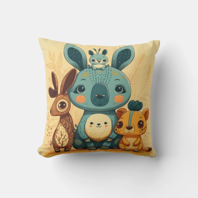 Cojín Decorativo Conejo floral cute boho (Anverso)