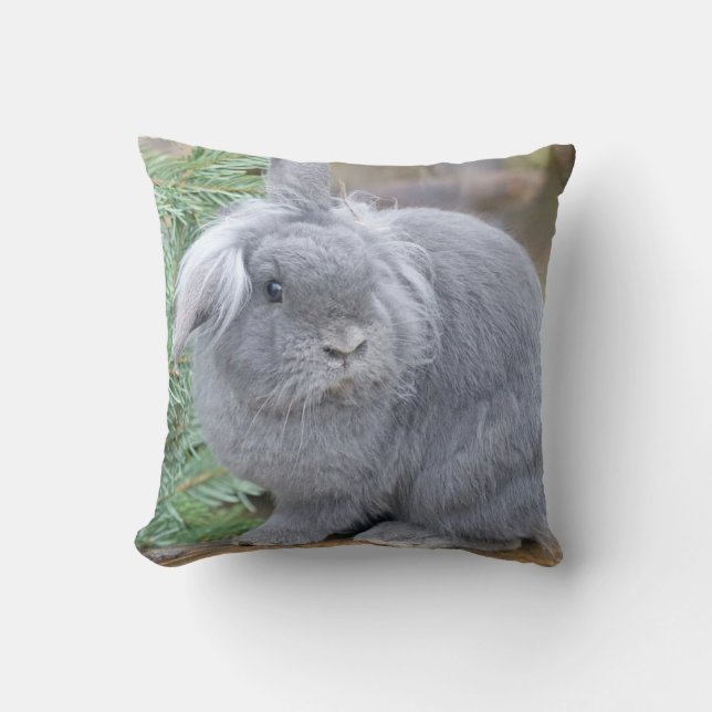 Cojín Decorativo Conejo gris liso (Anverso)