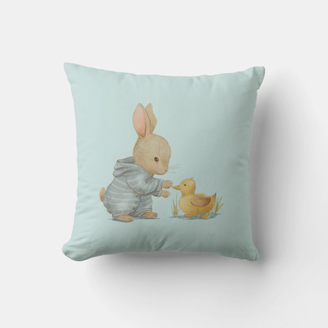 Cojín Decorativo conejo lindo con pato (Anverso)