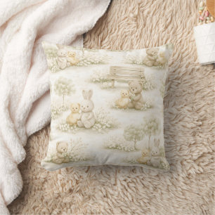 Cojín Decorativo Conejo Oso Picnic Floral Jardín Neutral (2)
