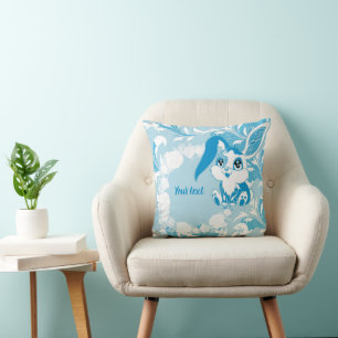 Cojín Decorativo Conejo Personalizado Azul Kawaii Lindo