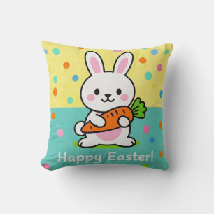Cojín Decorativo Conejo personalizado con puntos de polka de zanaho