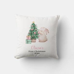 Cojín Decorativo Conejo personalizado para el primer Navidad del be