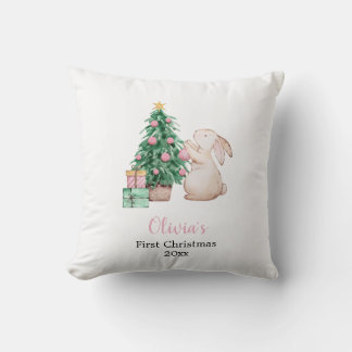 Cojín Decorativo Conejo personalizado para el primer Navidad del be