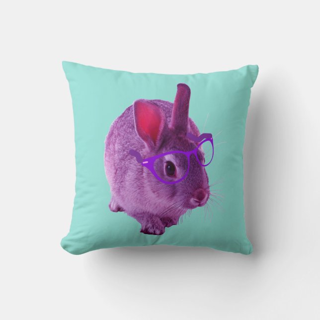 Cojín Decorativo Conejo rosa en Sunnies (Anverso)