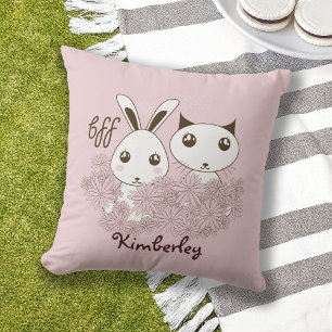 Cojín Decorativo Conejo Rosa Lindo y Amigos Animales Gatito Niños