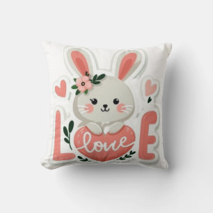 Cojín Decorativo Conejo sosteniendo corazón