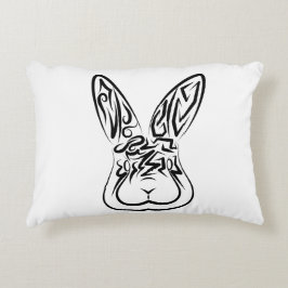 Cojín Decorativo Conejo tribal blanco y negro