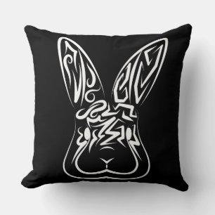 Cojín Decorativo Conejo tribal blanco y negro