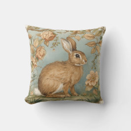 Cojín Decorativo Conejo Vintage, Conejo Bunny, Patrón Floral, Retro