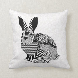 Cojín Decorativo Conejo Y Damasco Blanco