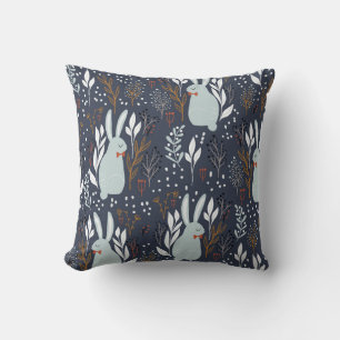 Cojín Decorativo Conejos Adorables: Patrón de bosques sin foco