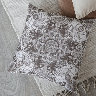 Cojín Decorativo Conejos conejos Mandala Elija su color
