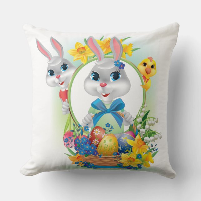 Cojín Decorativo Conejos de Pascua (Anverso)