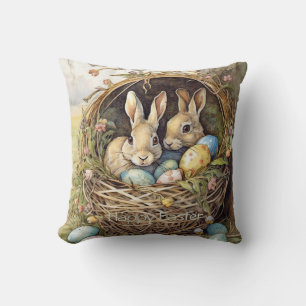 Cojín Decorativo Conejos de Pascua en el bosque