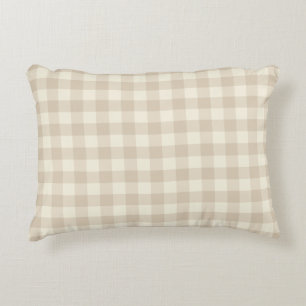 Cojín Decorativo Conejos de peluche de gingham - patrón neutral.  