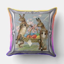 Cojín Decorativo Conejos de Semana Santa de la Vintage llevan huevo