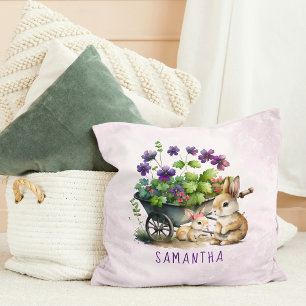 Cojín Decorativo Conejos Lindos Personalizados Niña Pascua