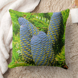 Cojín Decorativo Cones de árbol de flor coreano azul