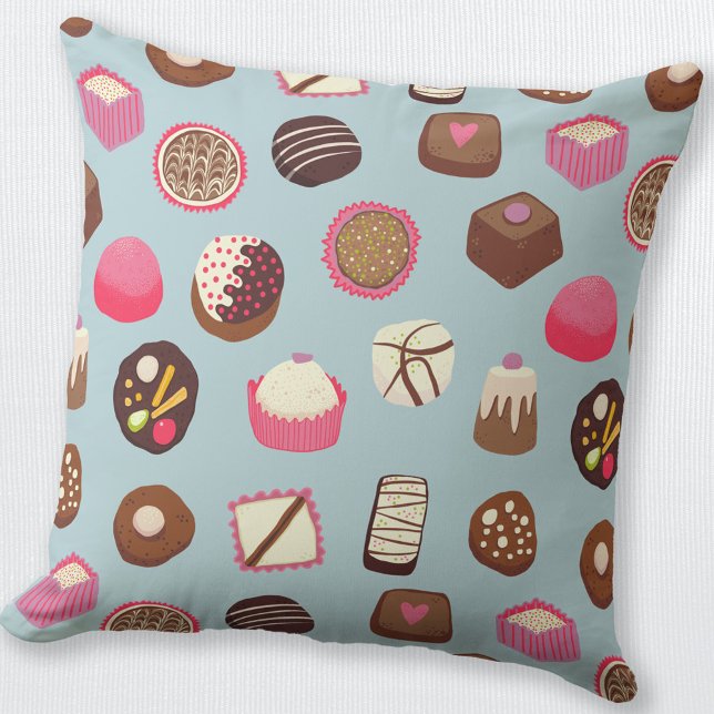 Cojín Decorativo Confección de dulces de chocolate (Chocolates and candies throw pillow)