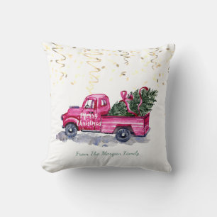 Cojín Decorativo Confeti,Camión Rosa De Navidad Pino